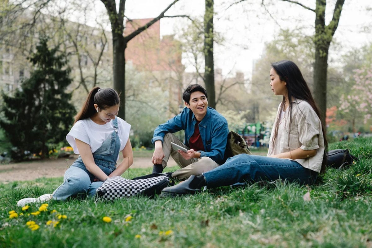 Students at a park