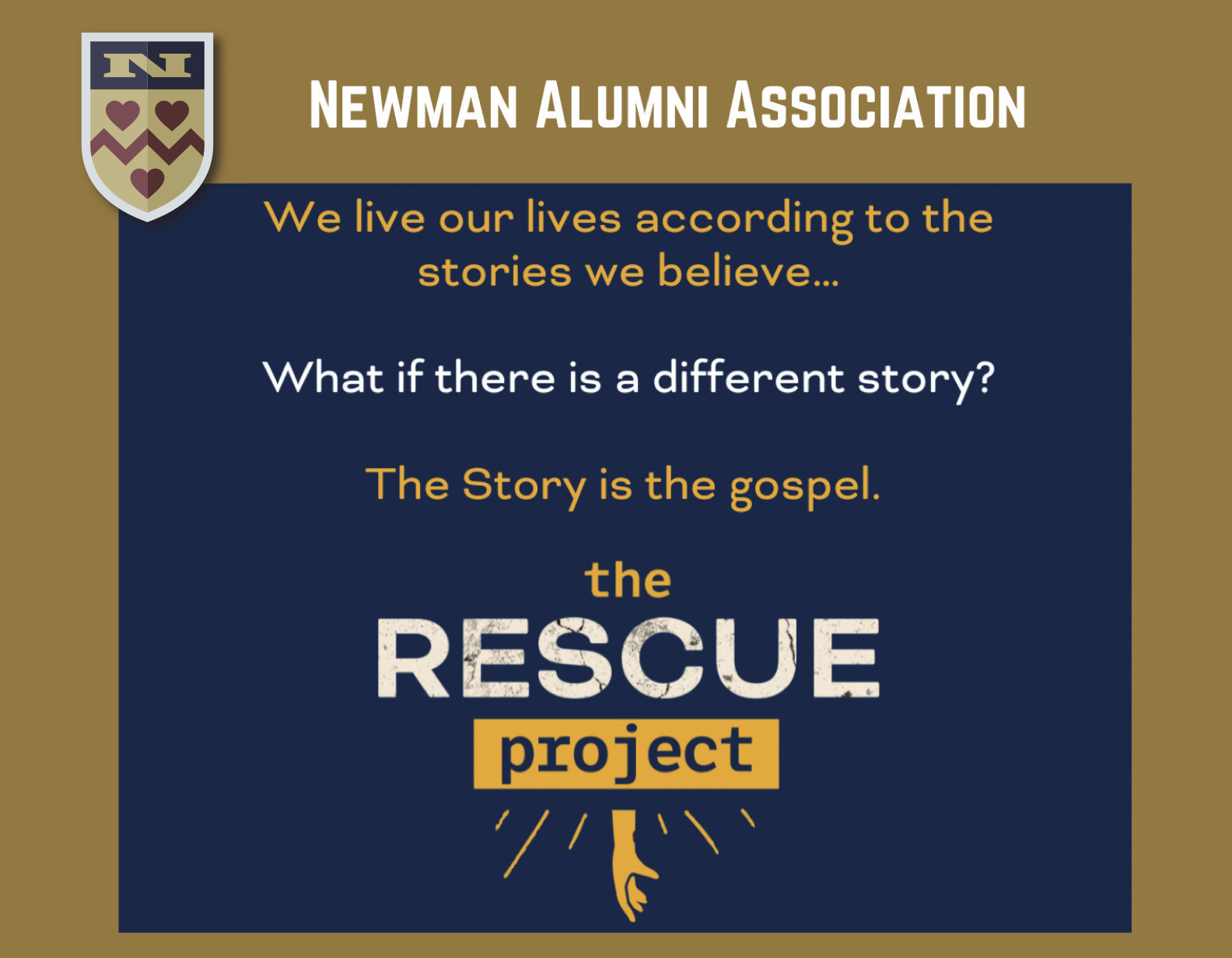 Newman Alumni Association The Rescue Project Event Poster