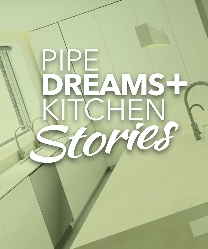 An open book with Pipe Dreams + Kitchen Stories