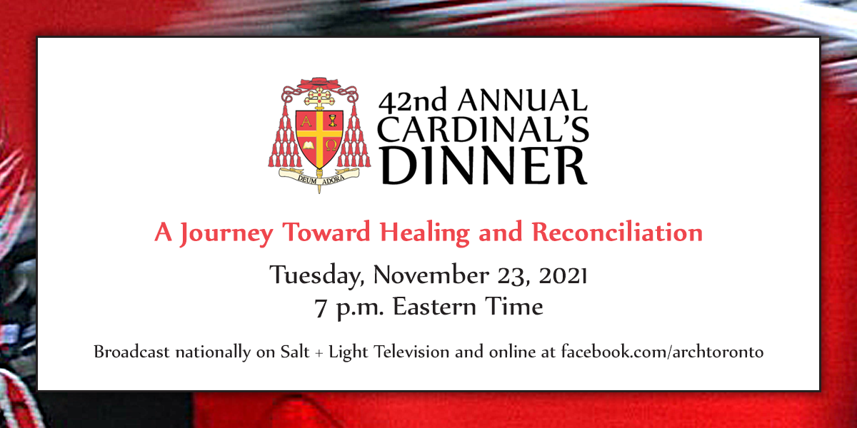 A graphic promoting the 42nd annual Cardinal's Dinner happening on November 23 at 7 p.m.